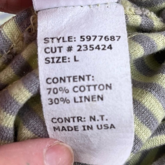 CUT LOOSE Linen Tunic Striped Top Large - Picture 7 of 14